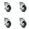 Service Caster 4 Inch Thermoplastic Rubber Wheel Swivel Top Plate Caster Set with Brake SCC SCC-20S414-TPRB-TLB-4